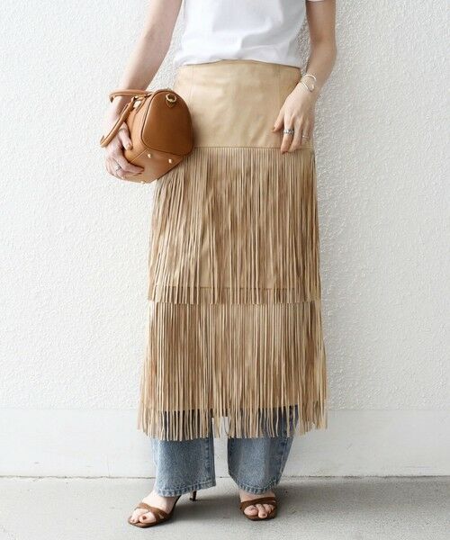 SHIPS for women/シップスウィメン bon_meur:〈手洗い可能〉フリンジ ティアード タイト スカート ベージュ ONE SIZE SHIPS for women/シップスウィメン bon_meur:〈手洗い可能〉フリンジ ティアード タイト スカート ベージュ ONE SIZE