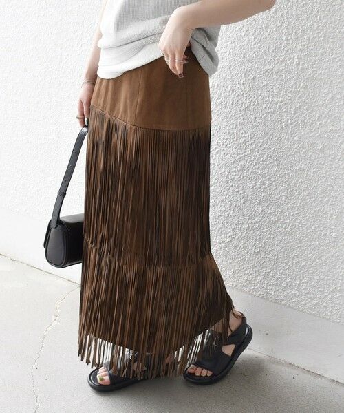 SHIPS / シップス ロング・マキシ丈スカート | bon_meur:〈手洗い可能〉フリンジ ティアード タイト スカート | 詳細18