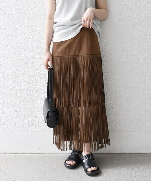 SHIPS / シップス ロング・マキシ丈スカート | bon_meur:〈手洗い可能〉フリンジ ティアード タイト スカート | 詳細19