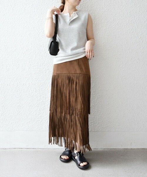 SHIPS / シップス ロング・マキシ丈スカート | bon_meur:〈手洗い可能〉フリンジ ティアード タイト スカート | 詳細16