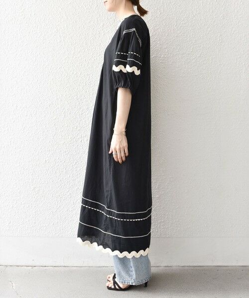 SHIPS / シップス ロング・マキシ丈ワンピース | bon_meur:〈洗濯機可能〉ジオメトリック エンブロイダリー パフ マキシ ワンピース | 詳細8