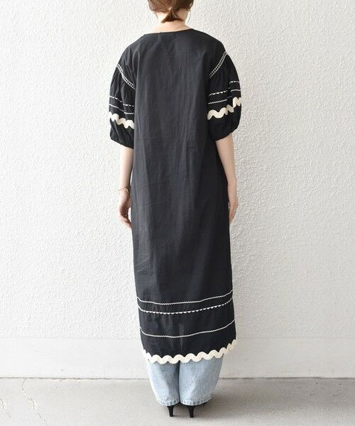 SHIPS / シップス ロング・マキシ丈ワンピース | bon_meur:〈洗濯機可能〉ジオメトリック エンブロイダリー パフ マキシ ワンピース | 詳細9