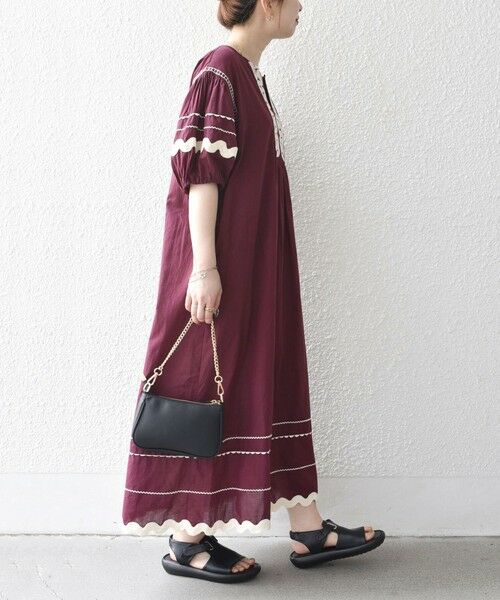 SHIPS / シップス ロング・マキシ丈ワンピース | bon_meur:〈洗濯機可能〉ジオメトリック エンブロイダリー パフ マキシ ワンピース | 詳細16