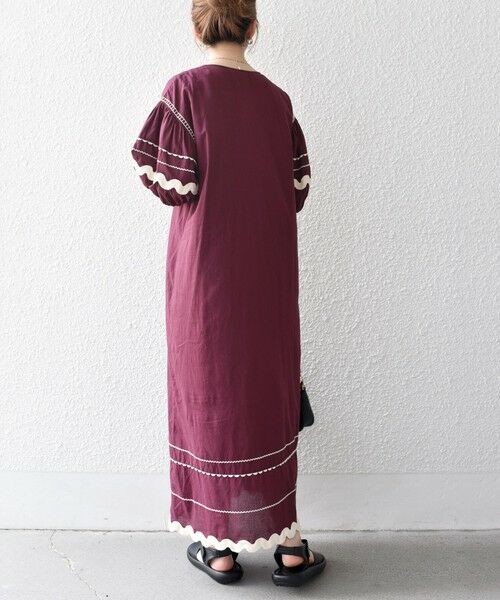 SHIPS / シップス ロング・マキシ丈ワンピース | bon_meur:〈洗濯機可能〉ジオメトリック エンブロイダリー パフ マキシ ワンピース | 詳細17