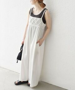 SHIPS / シップス サロペット・オールインワン | bon_meur:〈手洗い可能〉ロープ編み コットン ワイド ギャザー サロペット