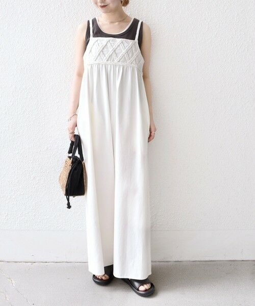 SHIPS / シップス サロペット・オールインワン | bon_meur:〈手洗い可能〉ロープ編み コットン ワイド ギャザー サロペット | 詳細7