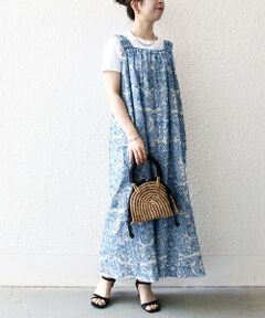 SHIPS / シップス ロング・マキシ丈ワンピース | SHIPS any:〈手洗い可能〉メッシュ ジャカード ギャザー Iライン ワンピース