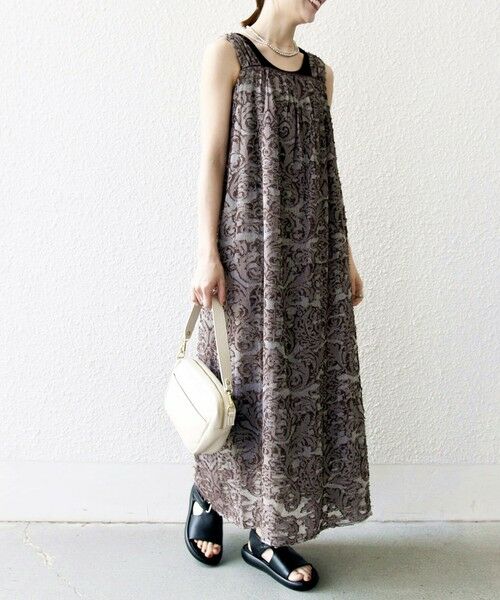 SHIPS / シップス ロング・マキシ丈ワンピース | SHIPS any:〈手洗い可能〉メッシュ ジャカード ギャザー Iライン ワンピース | 詳細4