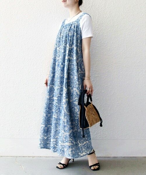 SHIPS / シップス ロング・マキシ丈ワンピース | SHIPS any:〈手洗い可能〉メッシュ ジャカード ギャザー Iライン ワンピース | 詳細21