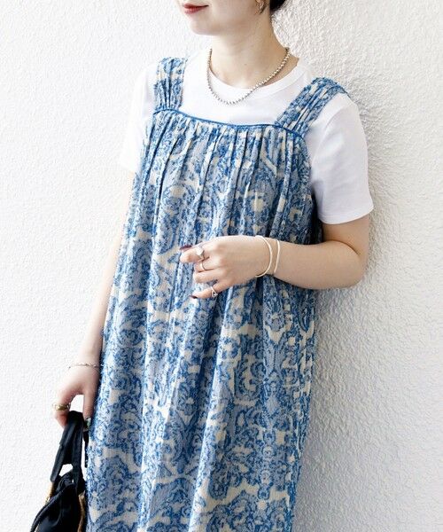 SHIPS / シップス ロング・マキシ丈ワンピース | SHIPS any:〈手洗い可能〉メッシュ ジャカード ギャザー Iライン ワンピース | 詳細25