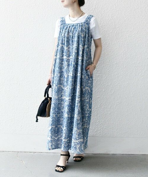 SHIPS / シップス ロング・マキシ丈ワンピース | SHIPS any:〈手洗い可能〉メッシュ ジャカード ギャザー Iライン ワンピース | 詳細20