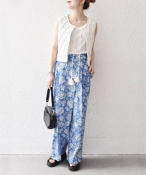 SHIPS / シップス ベスト | bon_meur:〈手洗い可能〉ロープ編み コットン コンパクト フリンジ ベスト | 詳細1