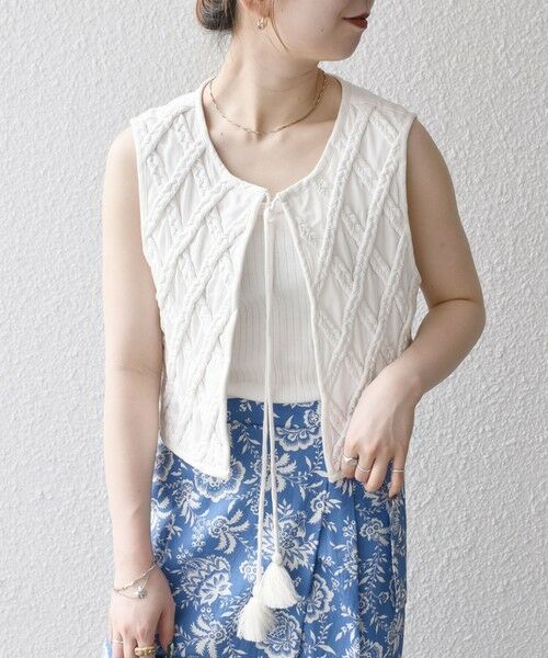 SHIPS / シップス ベスト | bon_meur:〈手洗い可能〉ロープ編み コットン コンパクト フリンジ ベスト | 詳細3