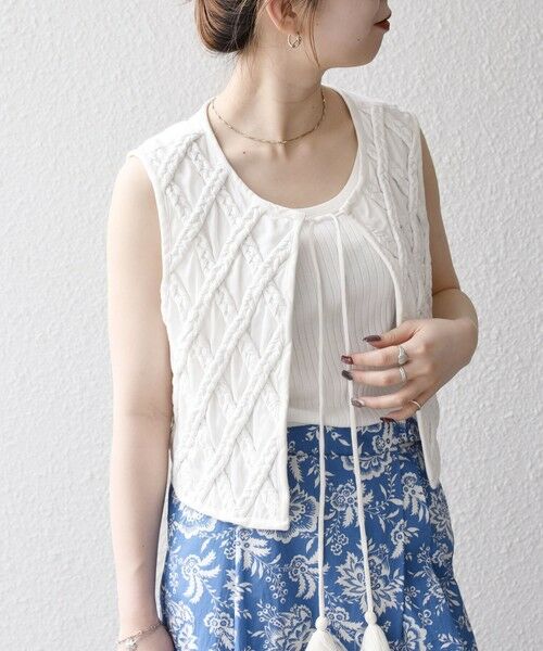 SHIPS / シップス ベスト | bon_meur:〈手洗い可能〉ロープ編み コットン コンパクト フリンジ ベスト | 詳細4