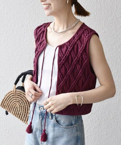 SHIPS / シップス ベスト | bon_meur:〈手洗い可能〉ロープ編み コットン コンパクト フリンジ ベスト | 詳細13