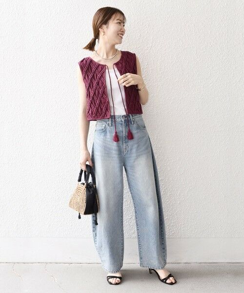 SHIPS / シップス ベスト | bon_meur:〈手洗い可能〉ロープ編み コットン コンパクト フリンジ ベスト | 詳細9