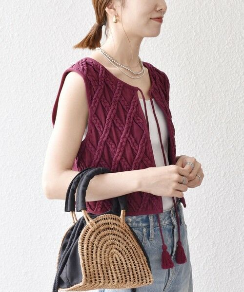 SHIPS for women/シップスウィメン bon_meur:〈手洗い可能〉ロープ編み コットン コンパクト フリンジ ベスト ワイン ONE SIZE SHIPS for women/シップスウィメン bon_meur:〈手洗い可能〉ロープ編み コットン コンパクト フリンジ ベスト ワイン ONE SIZE