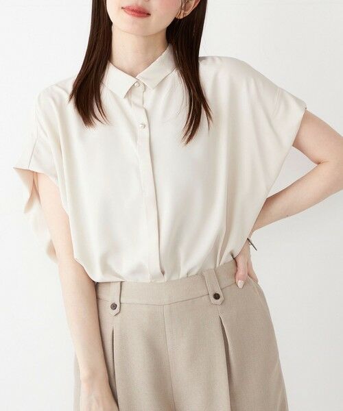 SHIPS / シップス シャツ・ブラウス | SHIPS Colors:〈洗濯機可能〉パールモチーフボタン タックスリーブ オーバー シャツ（オフホワイト）