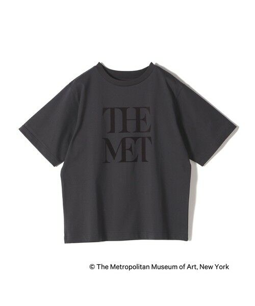 SHIPS / シップス Tシャツ | SHIPS Colors:THE MET コラボ フロッキー ロゴ Tシャツ（ダークグレー）
