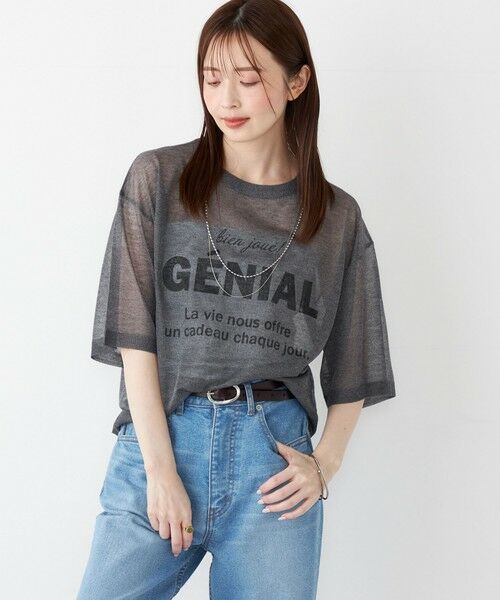 SHIPS / シップス ニット・セーター | SHIPS Colors〈手洗い可能〉シアー ロゴ ニット TEE | 詳細8