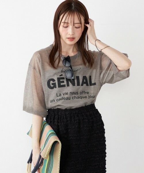 SHIPS / シップス ニット・セーター | SHIPS Colors〈手洗い可能〉シアー ロゴ ニット TEE（ブラウン）