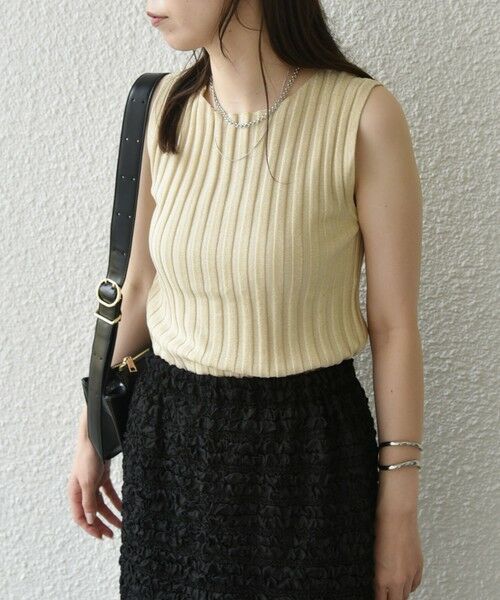 SHIPS / シップス ニット・セーター | SHIPS Colors:〈洗濯機可能〉ラメ リブ ノースリーブ トップス | 詳細9