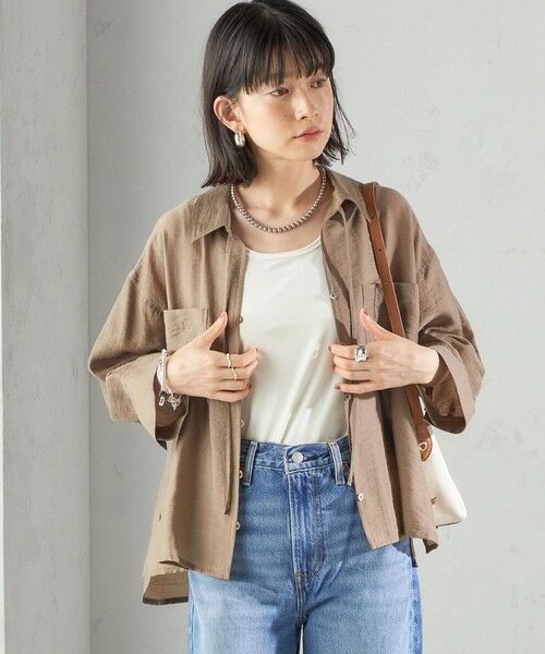 手洗い可能〉シアー シルク混 オープンカラー シャツ （シャツ