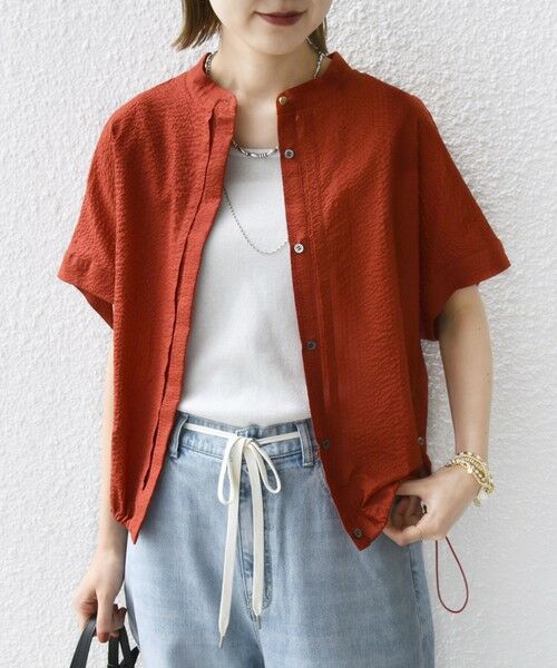 SHIPS / シップス シャツ・ブラウス | 〈手洗い可能〉サッカー 裾 ドロスト ドルマン ブラウス 2(レッド)