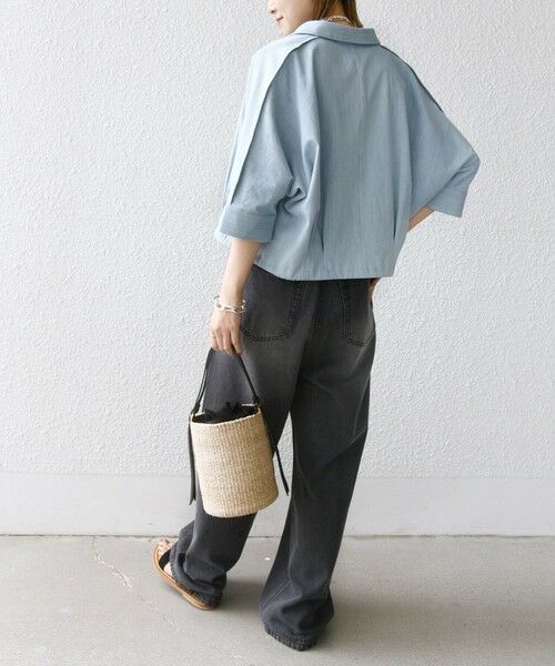 SHIPS / シップス シャツ・ブラウス | 【WEB限定】〈手洗い可能〉デニム ライク タック 裾 ドロスト 羽織 シャツ | 詳細11