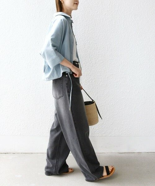 【ステッチやレザーディテールが際立つ\tHermes\tデニム半袖シャツ TENCEL DENIM SHIRT | 岡山デニム通販のRipo trenta anni(リポ