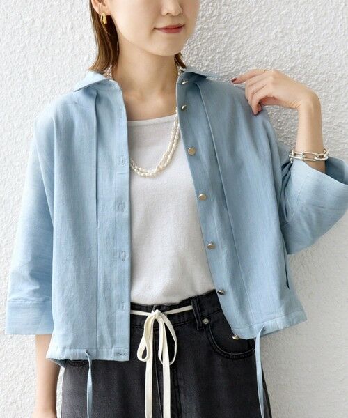 SHIPS / シップス シャツ・ブラウス | 【WEB限定】〈手洗い可能〉デニム ライク タック 裾 ドロスト 羽織 シャツ | 詳細13