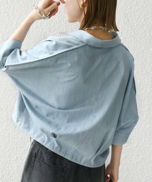 SHIPS / シップス シャツ・ブラウス | 【WEB限定】〈手洗い可能〉デニム ライク タック 裾 ドロスト 羽織 シャツ | 詳細15