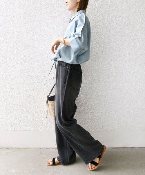 SHIPS / シップス シャツ・ブラウス | 【WEB限定】〈手洗い可能〉デニム ライク タック 裾 ドロスト 羽織 シャツ | 詳細2
