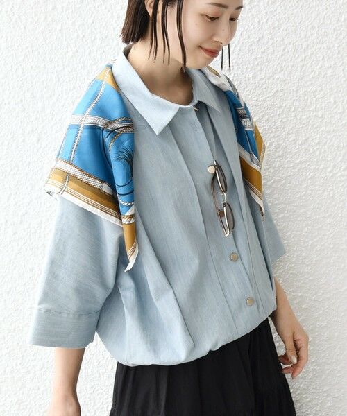 SHIPS / シップス シャツ・ブラウス | 【WEB限定】〈手洗い可能〉デニム ライク タック 裾 ドロスト 羽織 シャツ | 詳細20