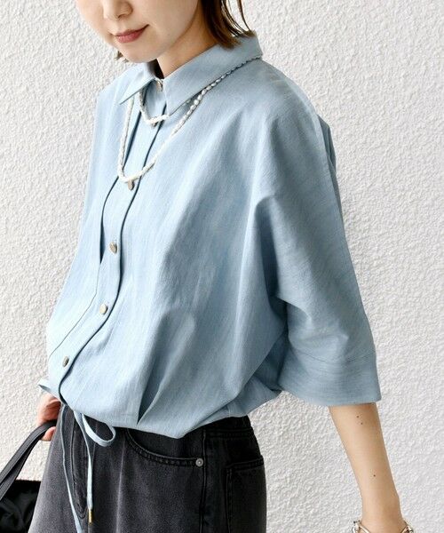 SHIPS / シップス シャツ・ブラウス | 【WEB限定】〈手洗い可能〉デニム ライク タック 裾 ドロスト 羽織 シャツ | 詳細6