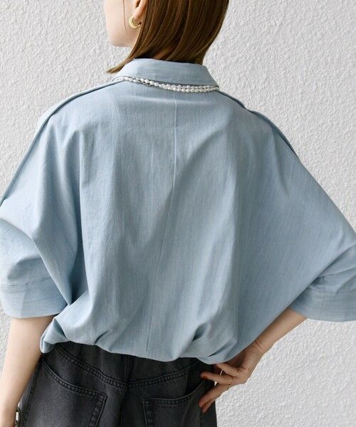 SHIPS / シップス シャツ・ブラウス | 【WEB限定】〈手洗い可能〉デニム ライク タック 裾 ドロスト 羽織 シャツ | 詳細7