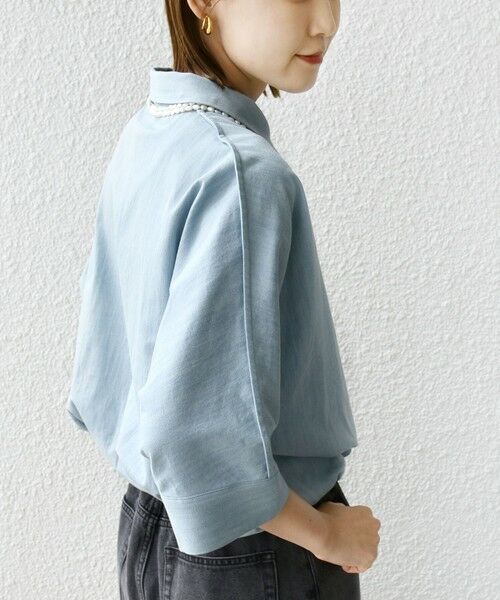 SHIPS / シップス シャツ・ブラウス | 【WEB限定】〈手洗い可能〉デニム ライク タック 裾 ドロスト 羽織 シャツ | 詳細8