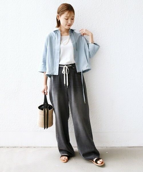 SHIPS / シップス シャツ・ブラウス | 【WEB限定】〈手洗い可能〉デニム ライク タック 裾 ドロスト 羽織 シャツ | 詳細9