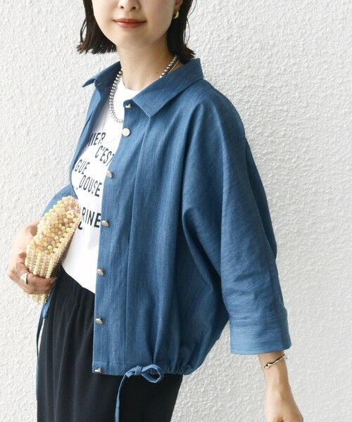 SHIPS / シップス シャツ・ブラウス | 【WEB限定】〈手洗い可能〉デニム ライク タック 裾 ドロスト 羽織 シャツ | 詳細30