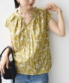 SHIPS / シップス シャツ・ブラウス | 〈手洗い可能〉綿 ローン ボタニカル プリント フレンチ スリーブ ブラウス