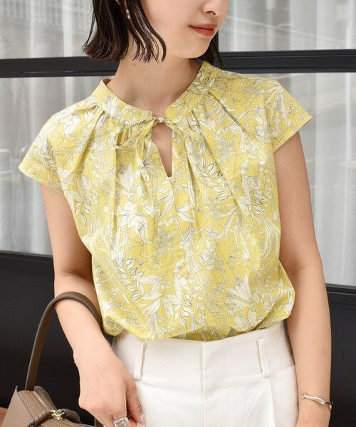 SHIPS / シップス シャツ・ブラウス | 〈手洗い可能〉綿 ローン ボタニカル プリント フレンチ スリーブ ブラウス(イエロー系)