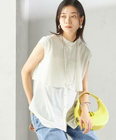 SHIPS / シップス シャツ・ブラウス | 〈手洗い可能〉シアー トリコット フレア ヨーク ノースリーブ ブラウス