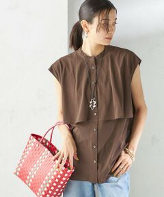 SHIPS / シップス シャツ・ブラウス | 〈手洗い可能〉シアー トリコット フレア ヨーク ノースリーブ ブラウス