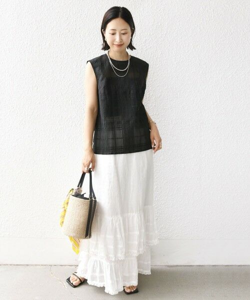 SHIPS / シップス シャツ・ブラウス | 〈手洗い可能〉シアー チェック ジャカード ノースリーブ ブラウス | 詳細13