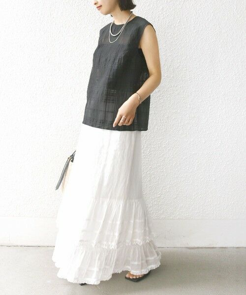 SHIPS / シップス シャツ・ブラウス | 〈手洗い可能〉シアー チェック ジャカード ノースリーブ ブラウス | 詳細14