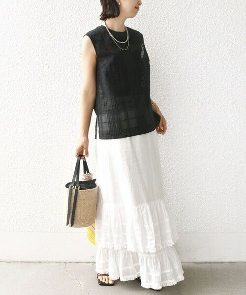 SHIPS / シップス シャツ・ブラウス | 〈手洗い可能〉シアー チェック ジャカード ノースリーブ ブラウス | 詳細16