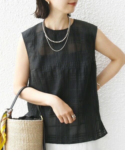 SHIPS / シップス シャツ・ブラウス | 〈手洗い可能〉シアー チェック ジャカード ノースリーブ ブラウス | 詳細17