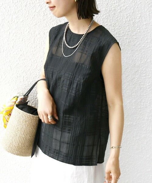 SHIPS / シップス シャツ・ブラウス | 〈手洗い可能〉シアー チェック ジャカード ノースリーブ ブラウス | 詳細18