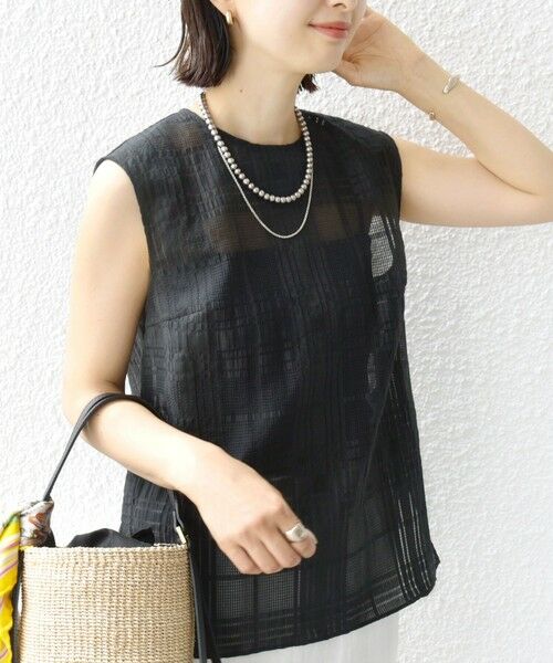 SHIPS / シップス シャツ・ブラウス | 〈手洗い可能〉シアー チェック ジャカード ノースリーブ ブラウス | 詳細20