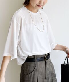 SHIPS / シップス Tシャツ | 〈手洗い可能〉シアー トリコット ポリエステル ベロア 五分袖 ワイド TEE